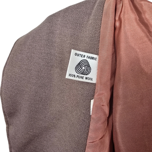 I. J. Fox Cleveland Brown Pure Wool Fur Trim Snap Button Vintage Coat L - Picture 7 of 7